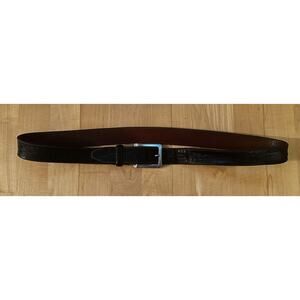 MARTIN DINGMAN Black Alligator Grain Calf Saddle Leather Belt Silver Buckle 38